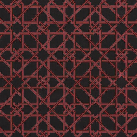 Schumacher Le Maroc Pingl Black And Red Fabric