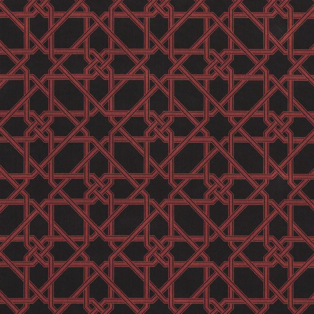 Schumacher Le Maroc Pingl Black And Red Fabric