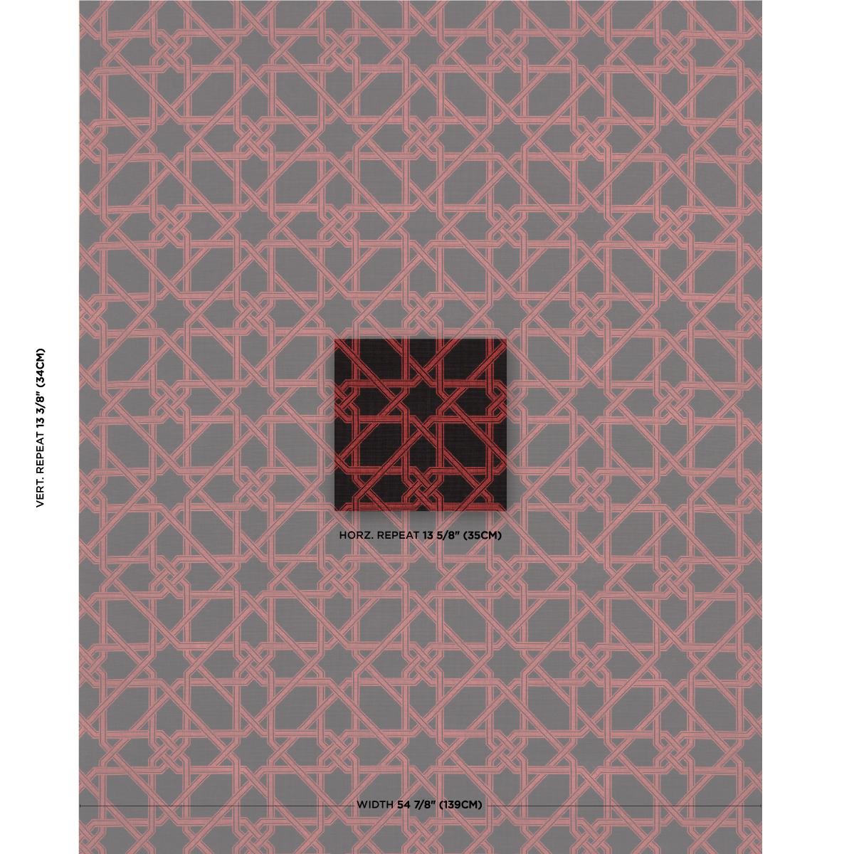 Schumacher Le Maroc Pingl Black And Red Fabric