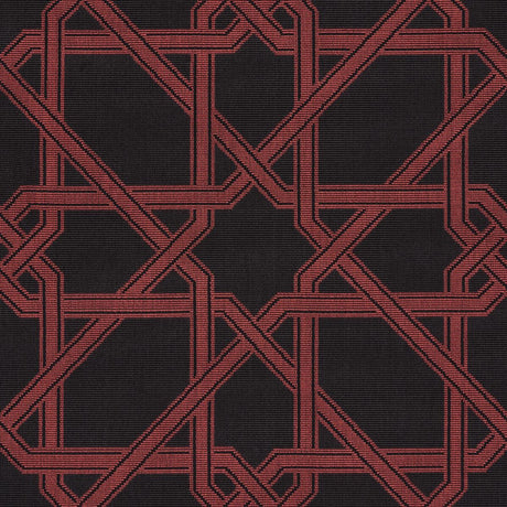 Schumacher Le Maroc Pingl Black And Red Fabric