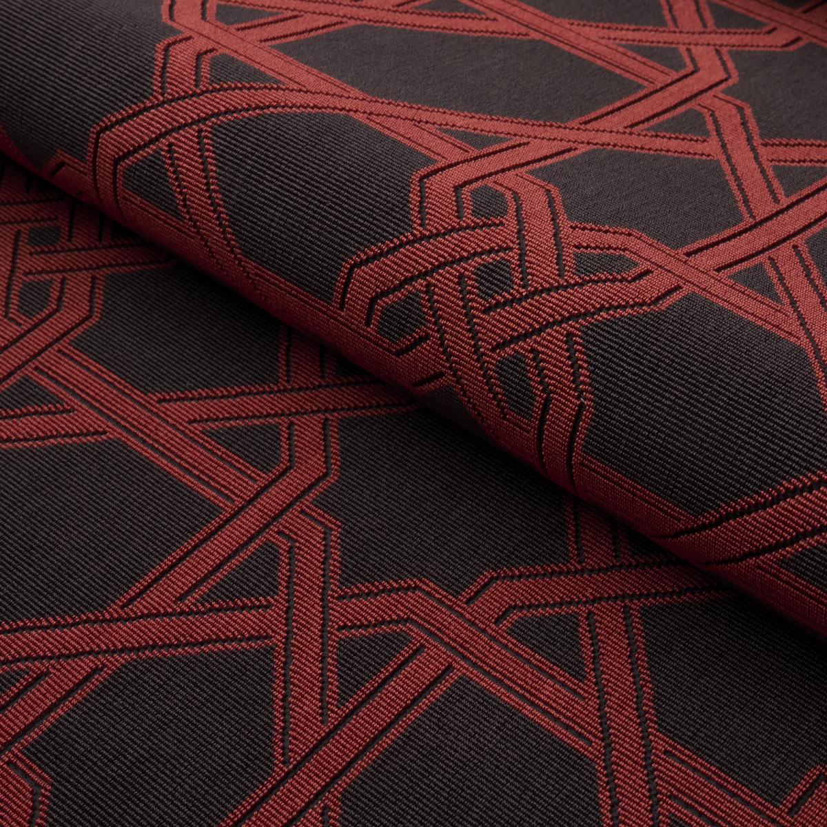Schumacher Le Maroc Pingl Black And Red Fabric