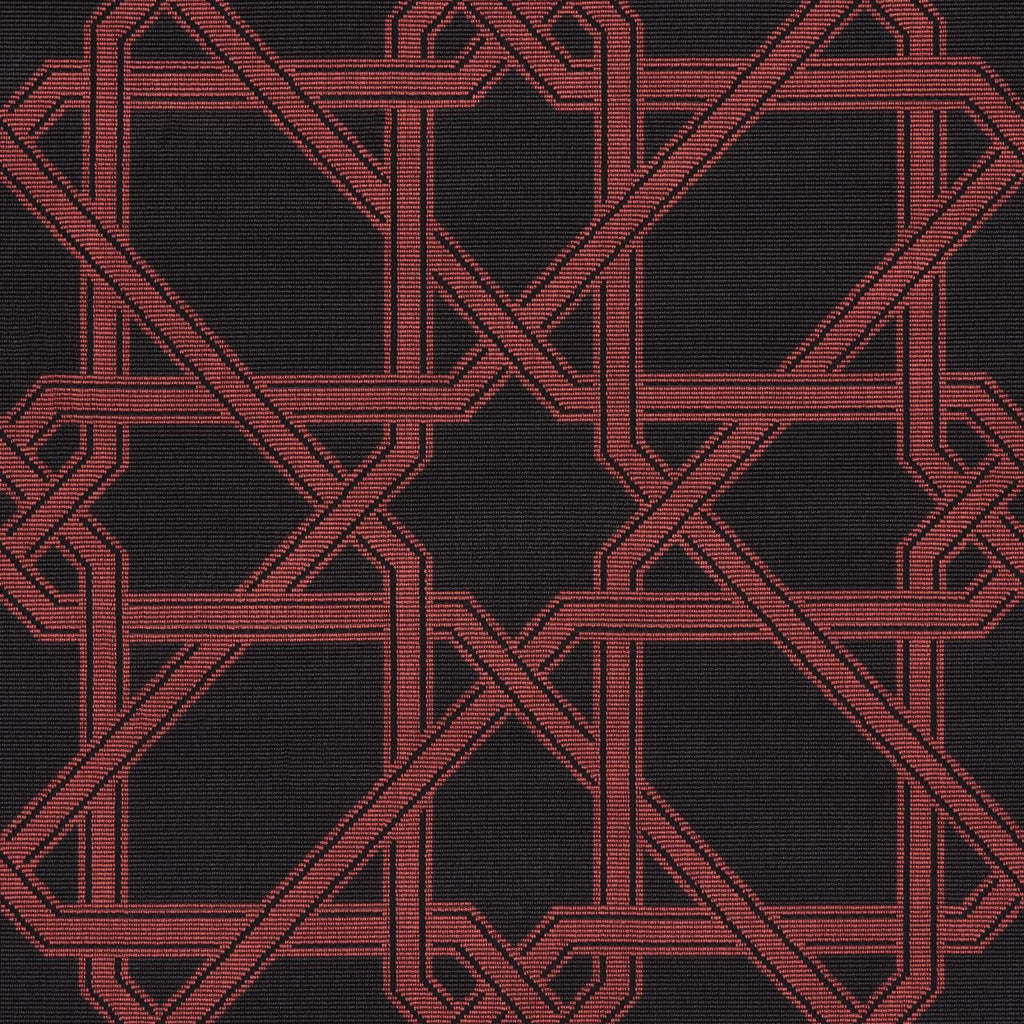 Schumacher Le Maroc Pingl Black And Red Fabric