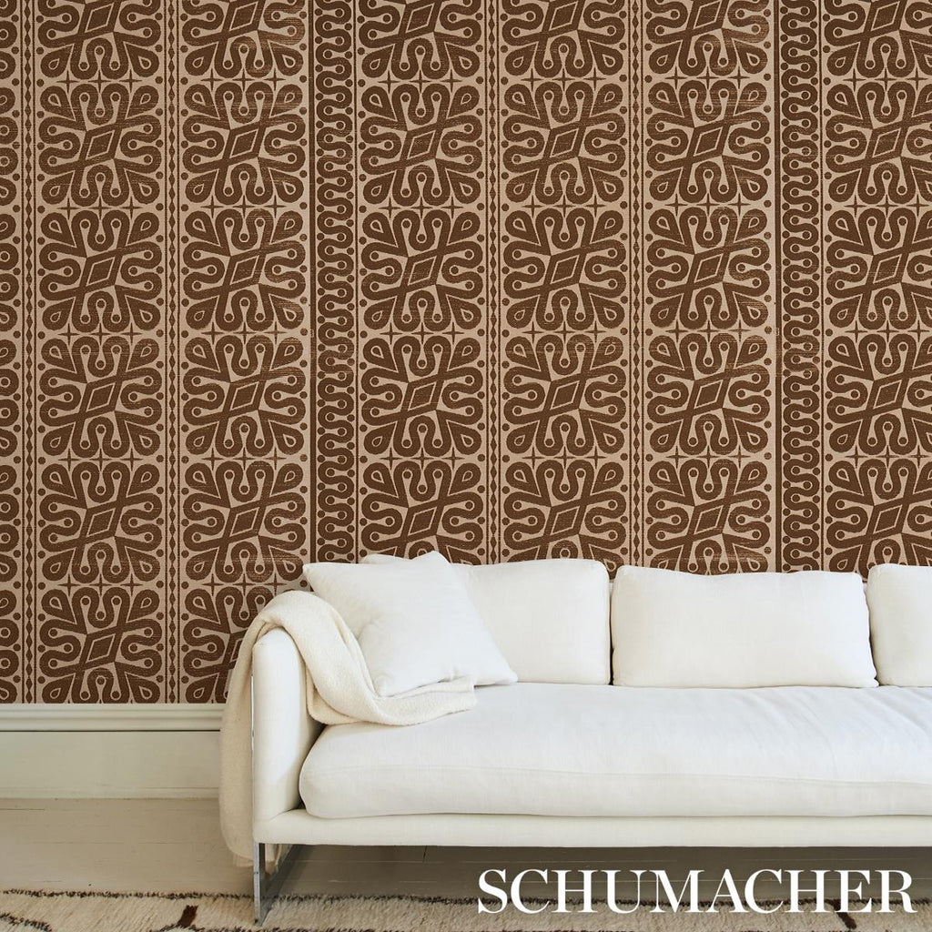 Schumacher Borneo Grasscloth Brown Wallpaper