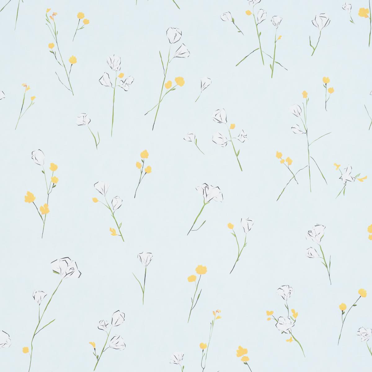 Schumacher Alex'S Floral Mist Blue Wallpaper