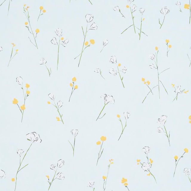 Schumacher Alex'S Floral Mist Blue Wallpaper