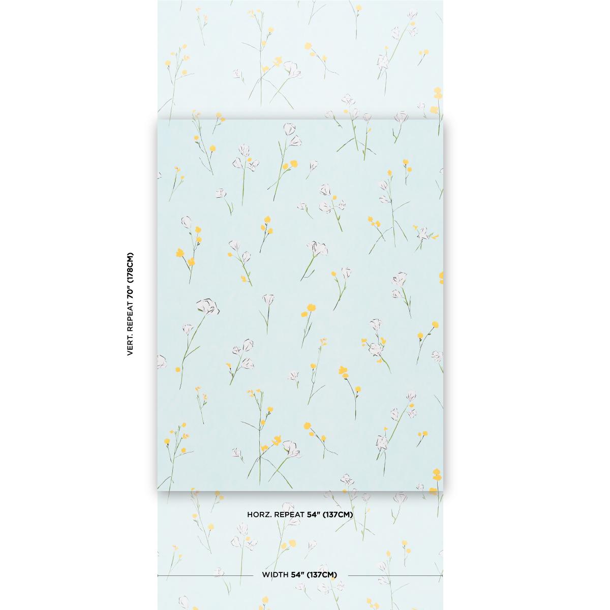 Schumacher Alex'S Floral Mist Blue Wallpaper