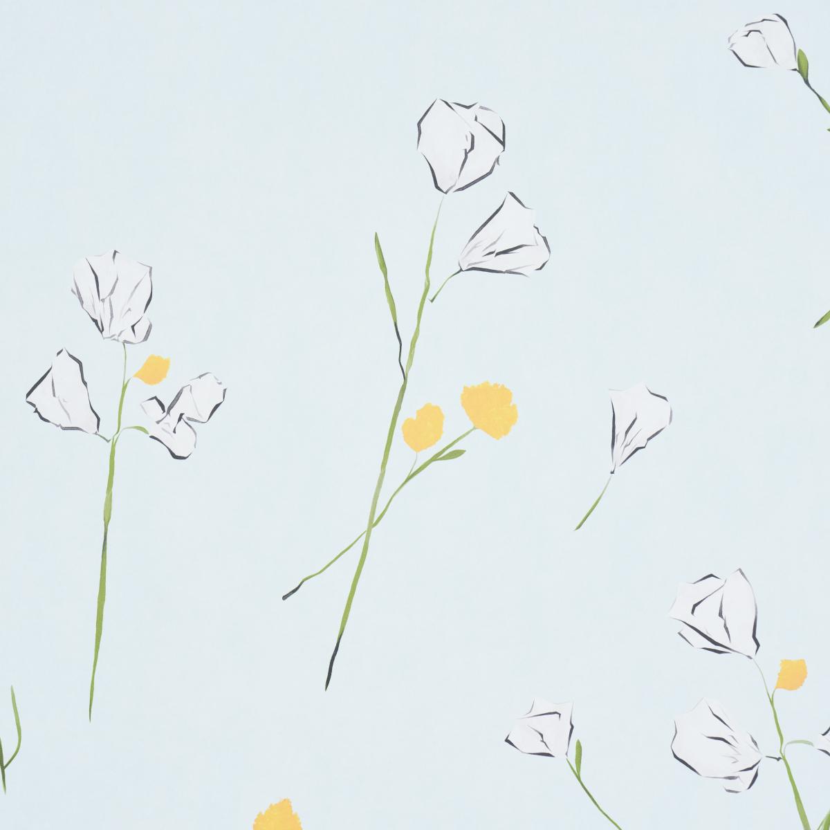 Schumacher Alex'S Floral Mist Blue Wallpaper