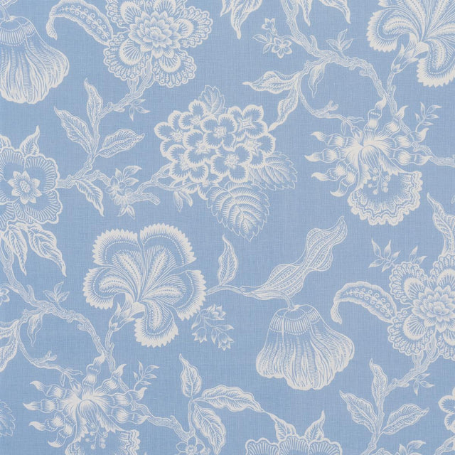 Schumacher Hothouse Flowers Silhouette Bliss Blue Fabric