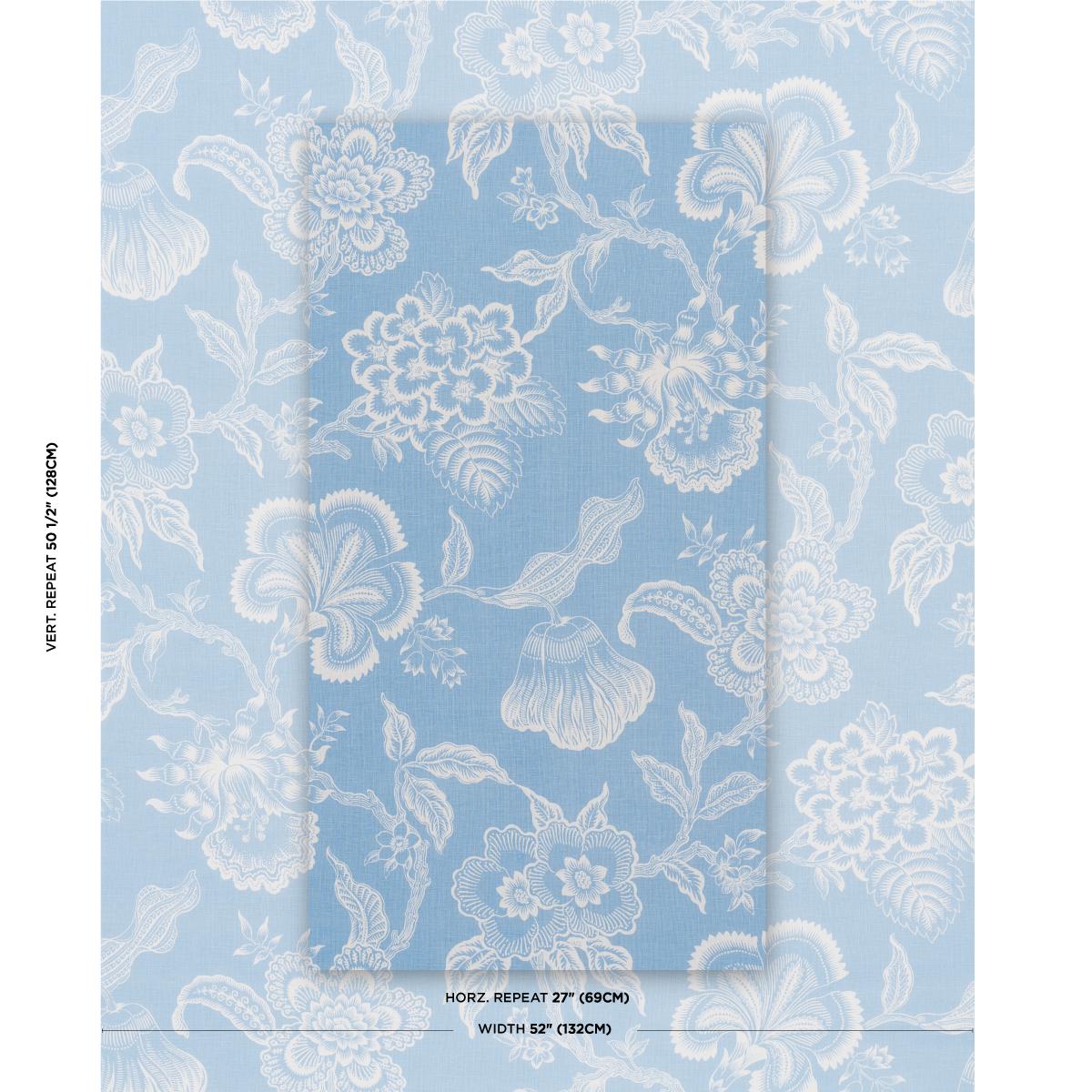 Schumacher Hothouse Flowers Silhouette Bliss Blue Fabric