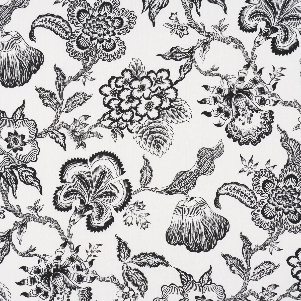 Schumacher Hothouse Flowers Silhouette Black & White Fabric