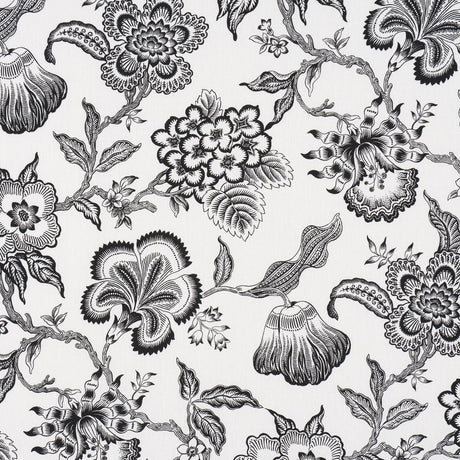Schumacher Hothouse Flowers Silhouette Black & White Fabric