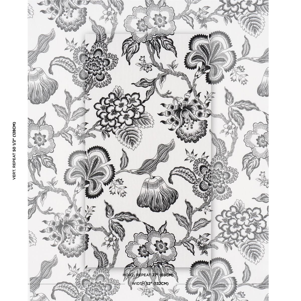 Schumacher Hothouse Flowers Silhouette Black & White Fabric