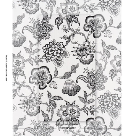 Schumacher Hothouse Flowers Silhouette Black & White Fabric