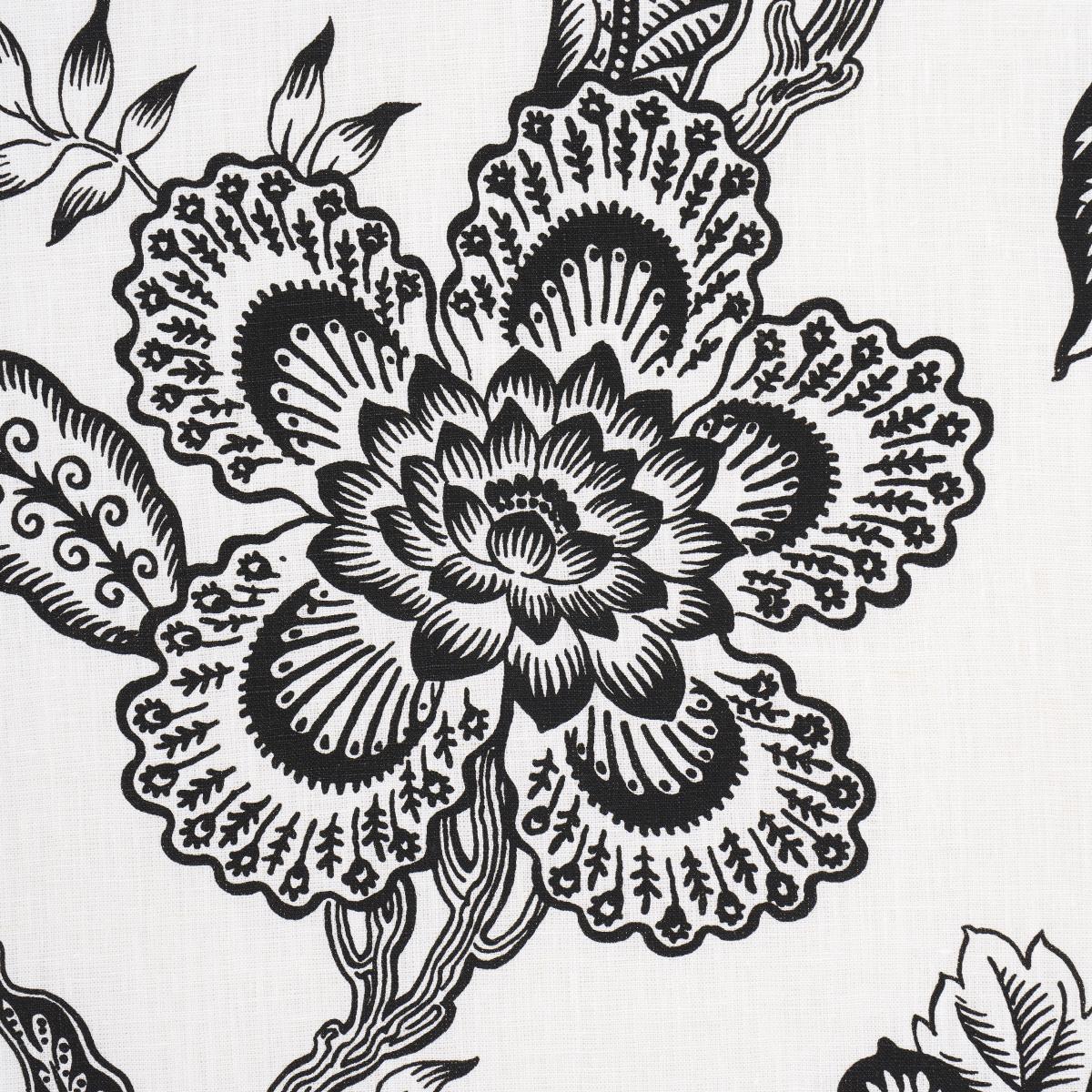 Schumacher Hothouse Flowers Silhouette Black & White Fabric