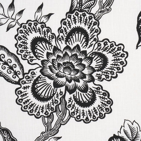 Schumacher Hothouse Flowers Silhouette Black & White Fabric