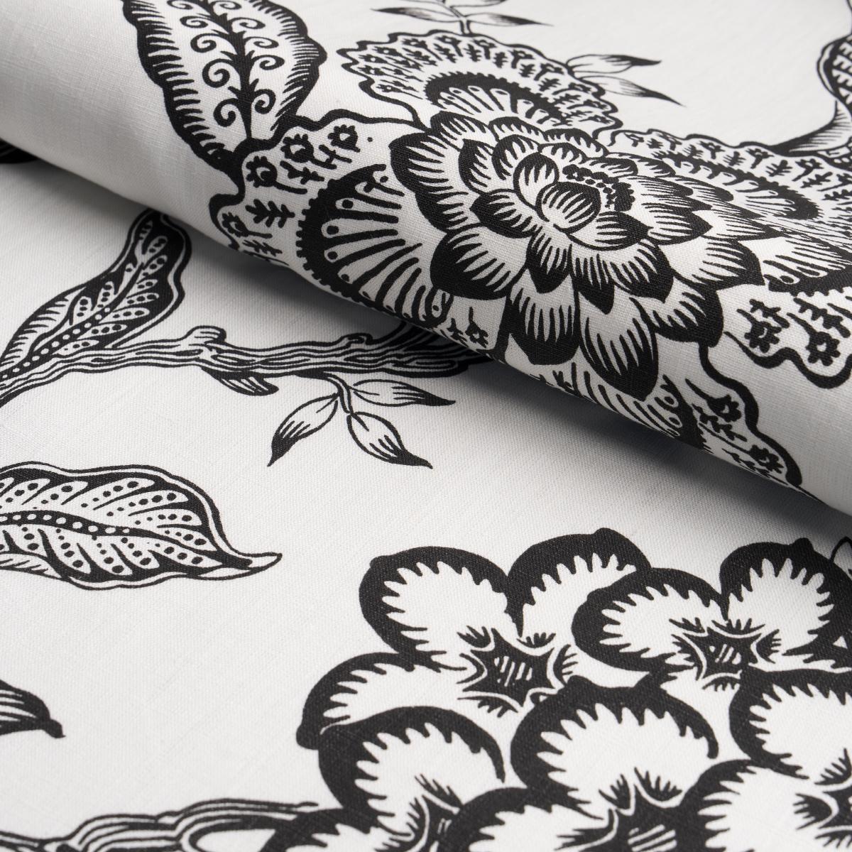 Schumacher Hothouse Flowers Silhouette Black & White Fabric