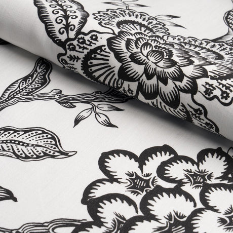 Schumacher Hothouse Flowers Silhouette Black & White Fabric