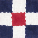 Schumacher Chequer Hand Block Print Red/Navy Fabric
