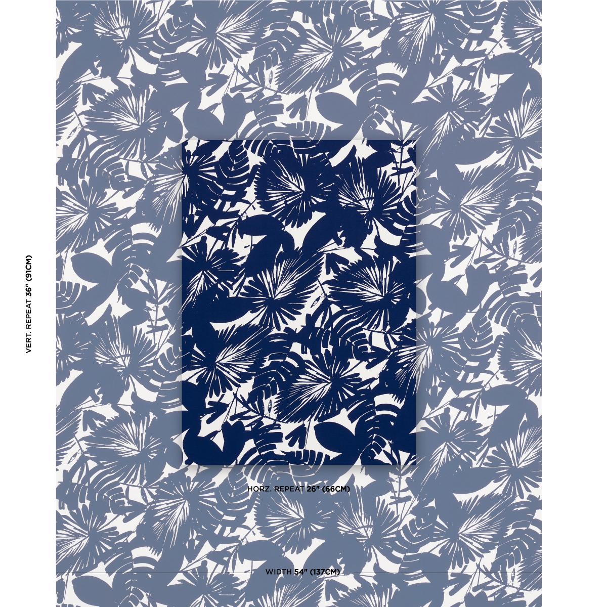 Schumacher Palisades Palm Indoor/Outdoor Indigo Fabric