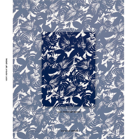 Schumacher Palisades Palm Indoor/Outdoor Indigo Fabric