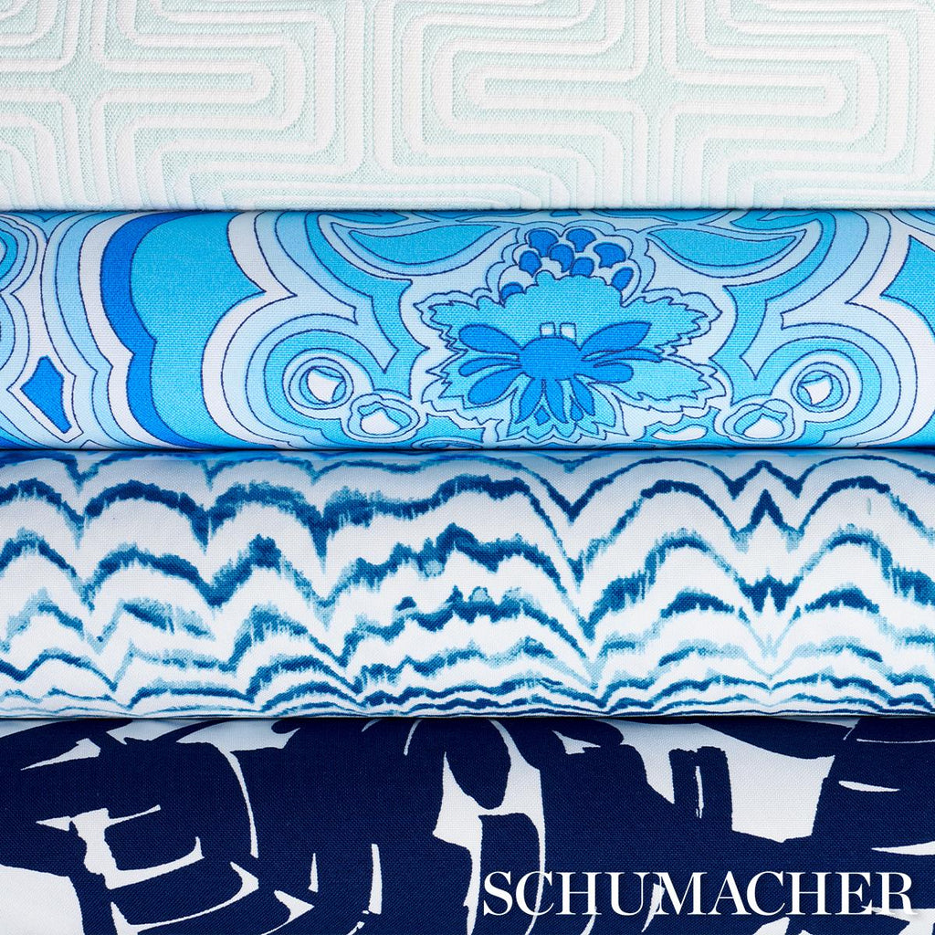 Schumacher Palisades Palm Indoor/Outdoor Indigo Fabric