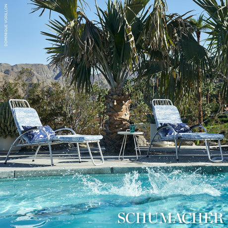 Schumacher Palisades Palm Indoor/Outdoor Indigo Fabric