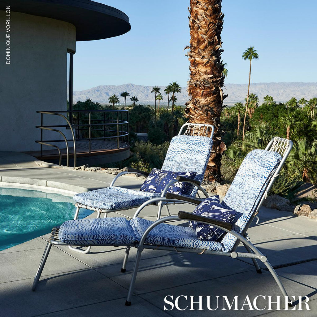 Schumacher Palisades Palm Indoor/Outdoor Indigo Fabric