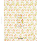 Schumacher Mughal Hand Block Print Peach Sap Green Fabric
