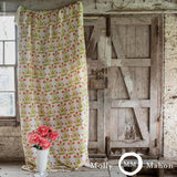 Schumacher Mughal Hand Block Print Peach Sap Green Fabric