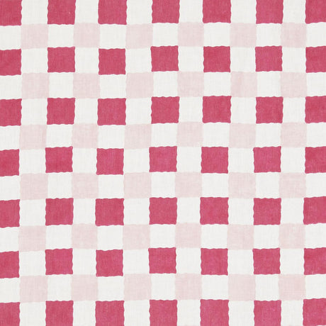 Schumacher Chequer Hand Block Print Pinks Fabric