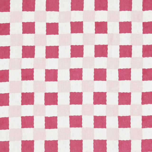 Schumacher Chequer Hand Block Print Pinks Fabric