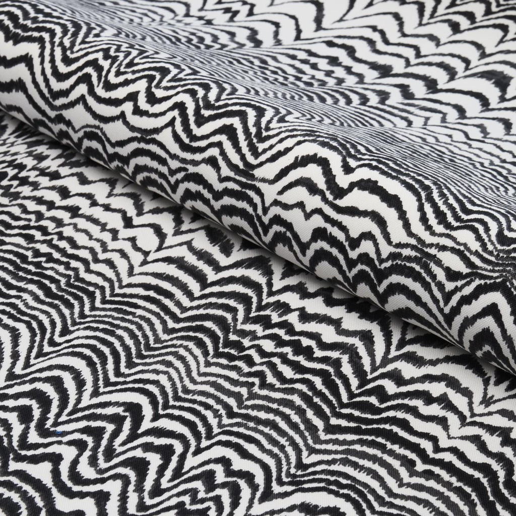 Schumacher Ink Wave Print Indoor/Outdoor Black Fabric