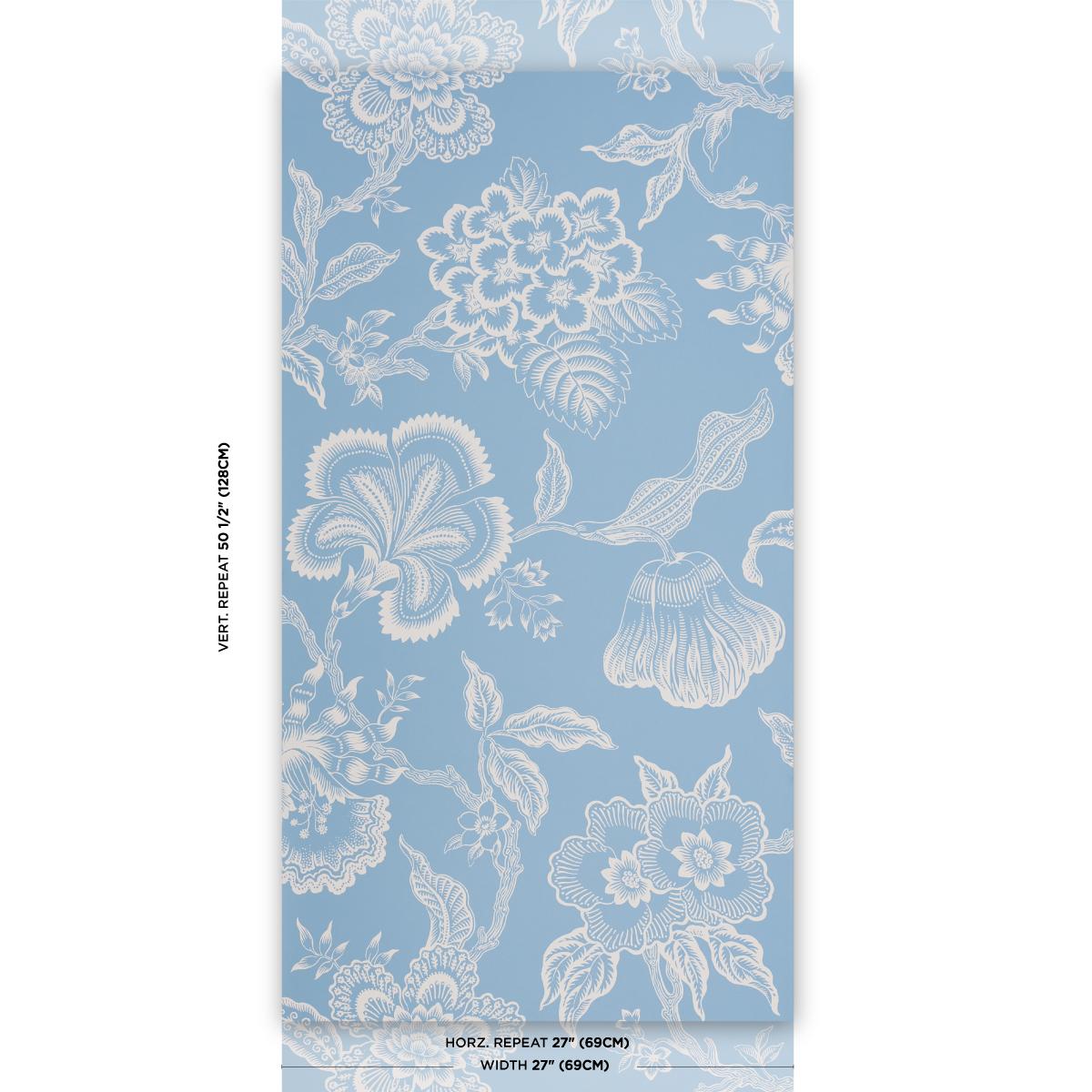 Schumacher Hothouse Flowers Silhouette Bliss Blue Wallpaper