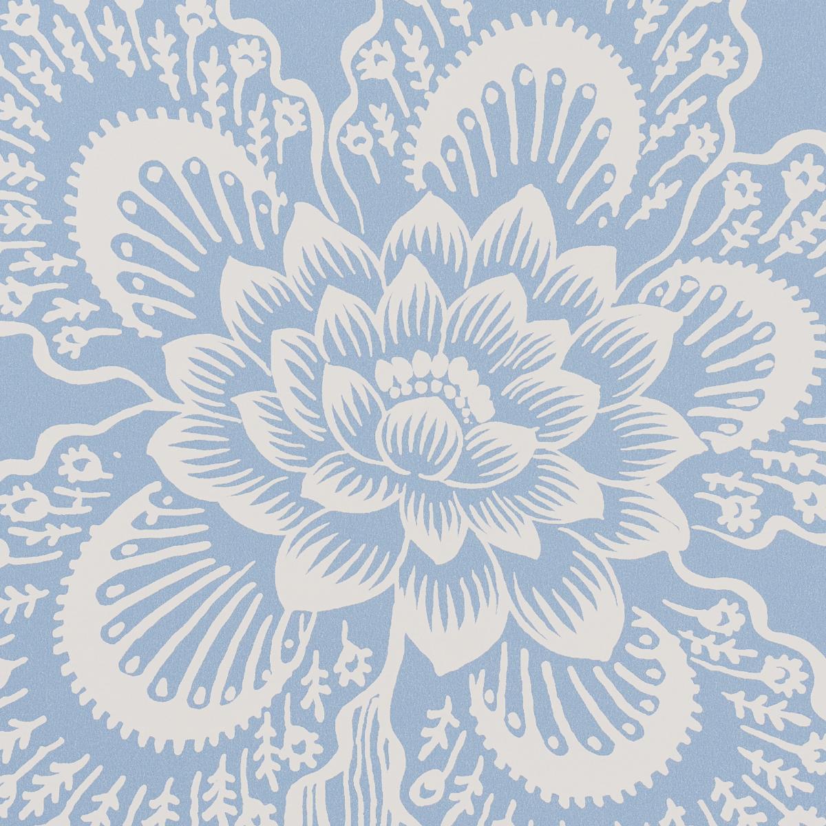 Schumacher Hothouse Flowers Silhouette Bliss Blue Wallpaper