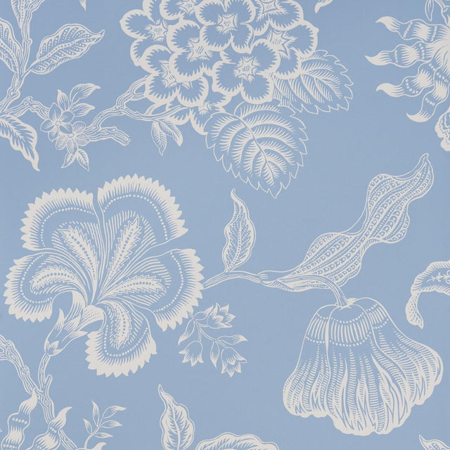 Schumacher Hothouse Flowers Silhouette Bliss Blue Wallpaper