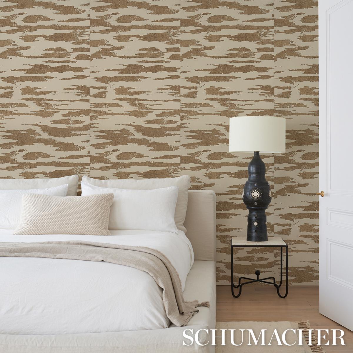 Schumacher Plastered Manuscript Birch Wallpaper