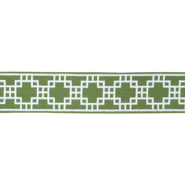 Schumacher Squared Away Trellis Tape Green Trim