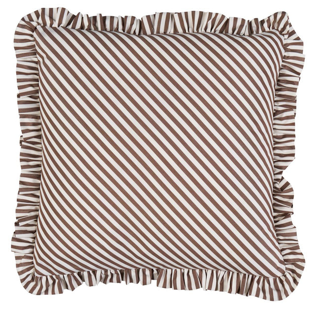 Schumacher Brown 18" x 18" Brigitte Stripe Pillow