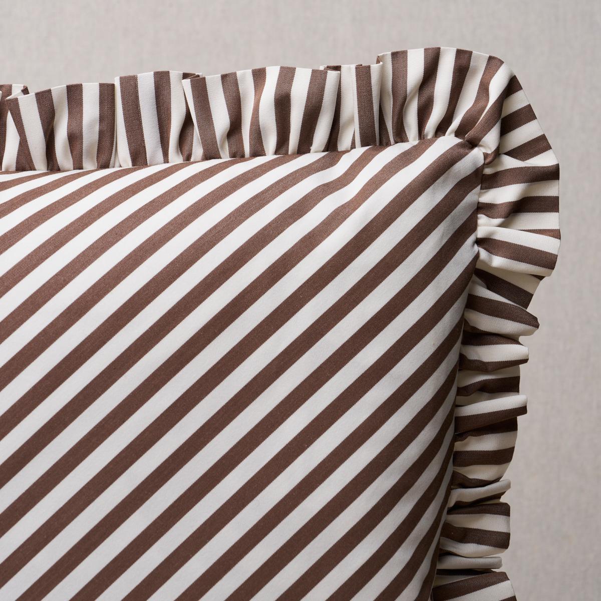 Schumacher Brown 18" x 18" Brigitte Stripe Pillow