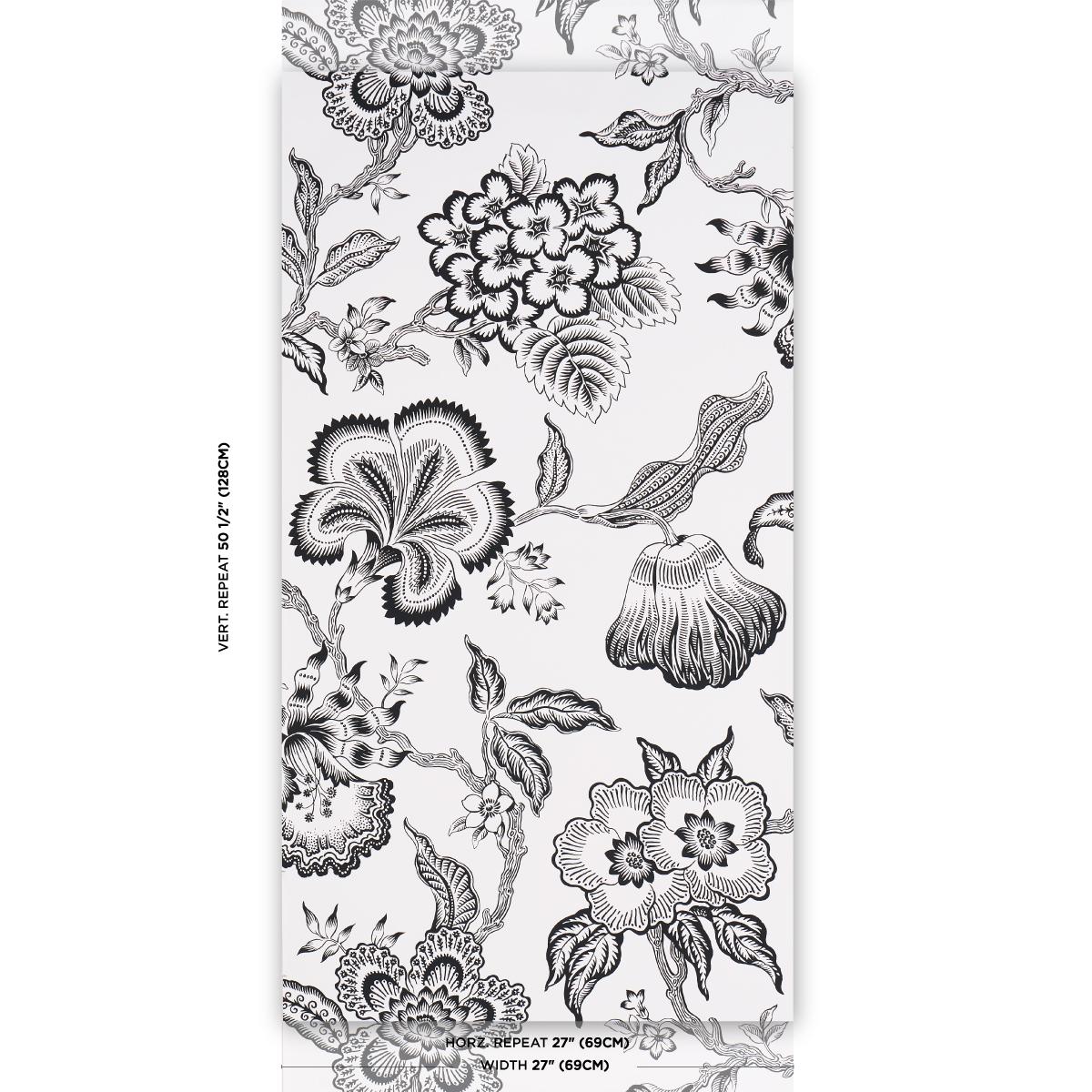 Schumacher Hothouse Flowers Silhouette Black And White Wallpaper