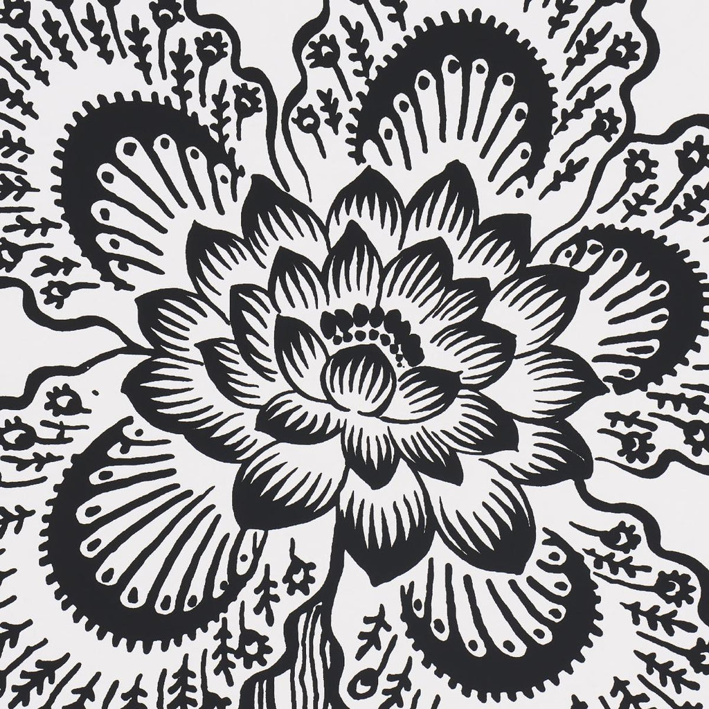 Schumacher Hothouse Flowers Silhouette Black And White Wallpaper