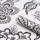 Schumacher Hothouse Flowers Silhouette Black And White Wallpaper