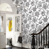Schumacher Hothouse Flowers Silhouette Black And White Wallpaper