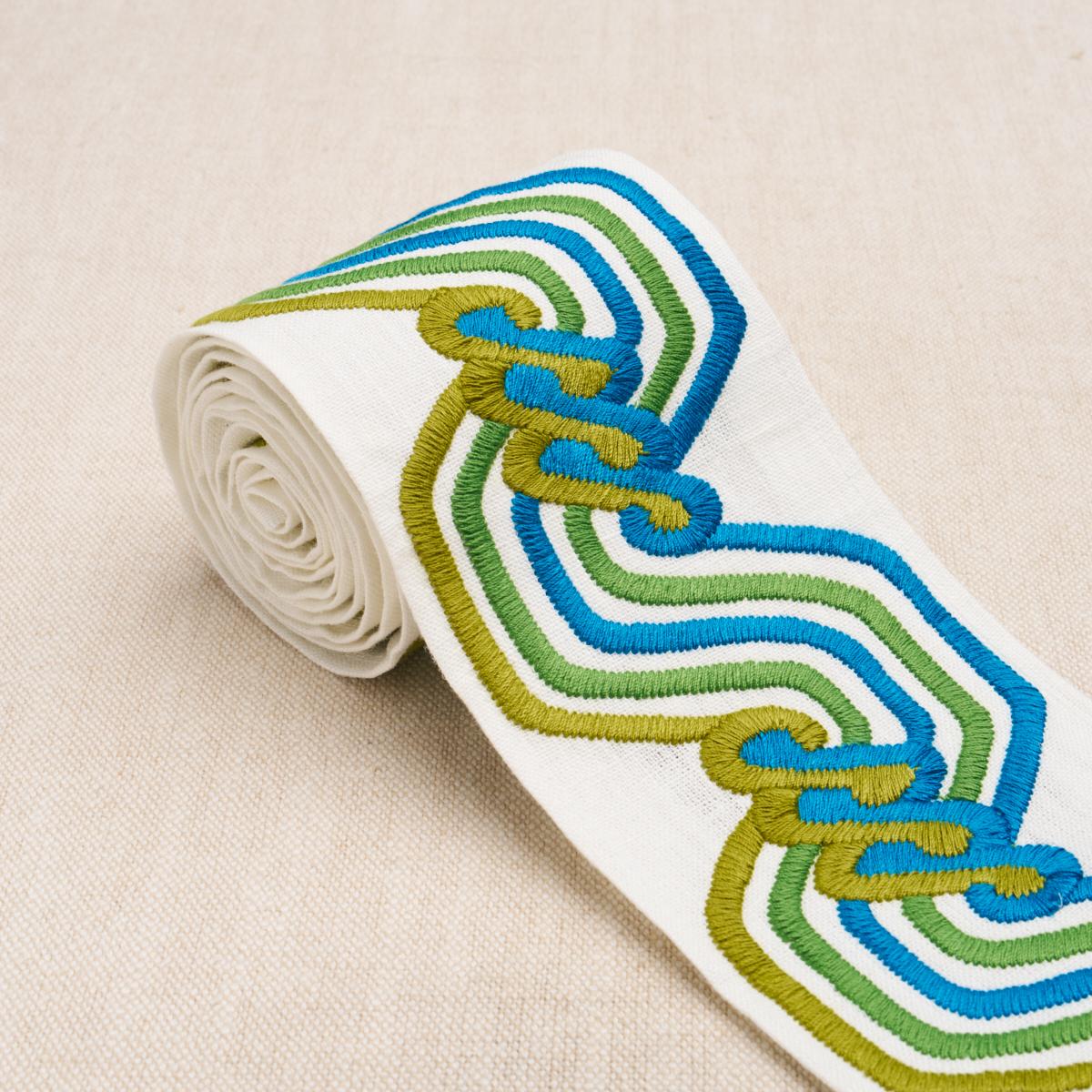 Schumacher Peacock The Twist Embroidered Tape