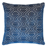 Schumacher Blue 18" x 18" Bees Knees Cut Velvet Pillow