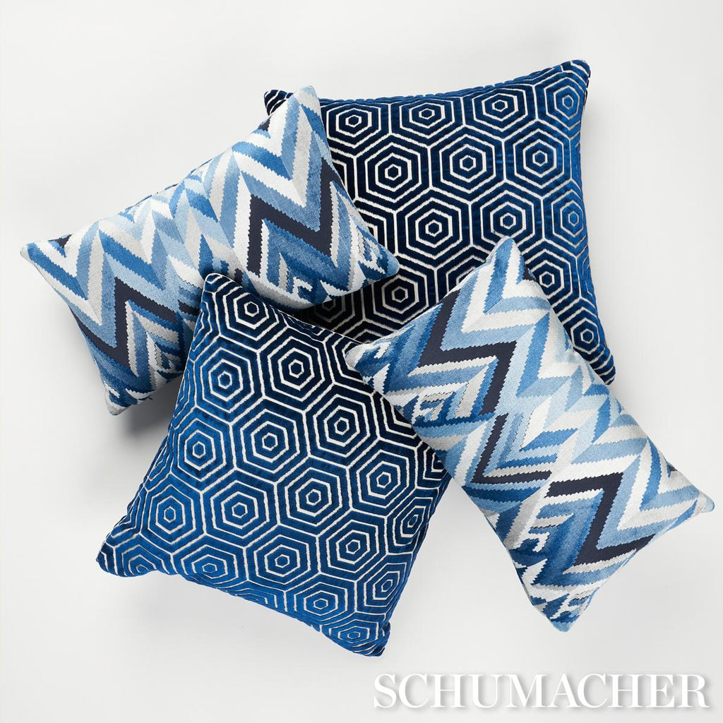 Schumacher Bees Knees Cut Velvet Blue 18" x 18" Pillow