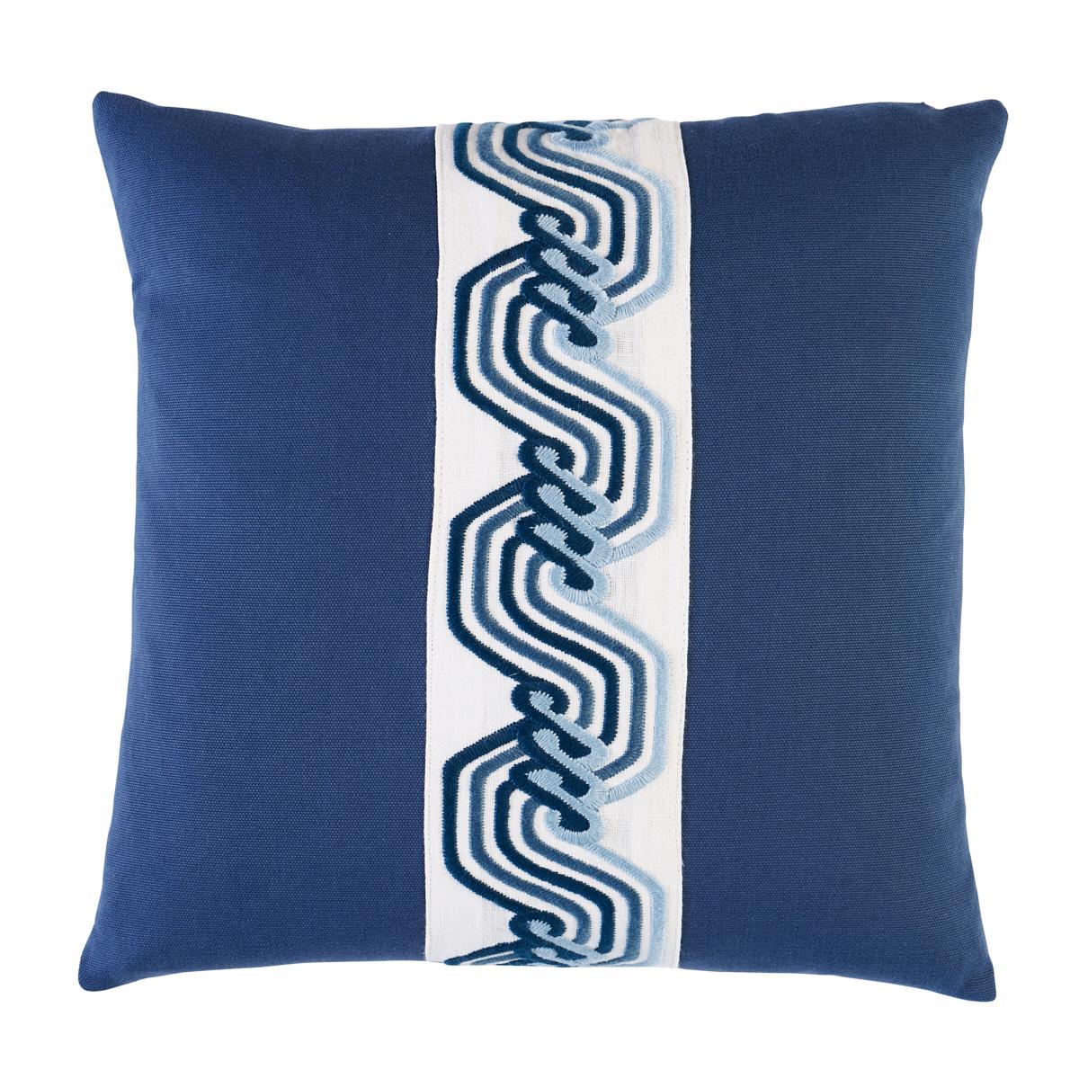 Schumacher Marine 16" x 16" The Twist Embroidered Pillow