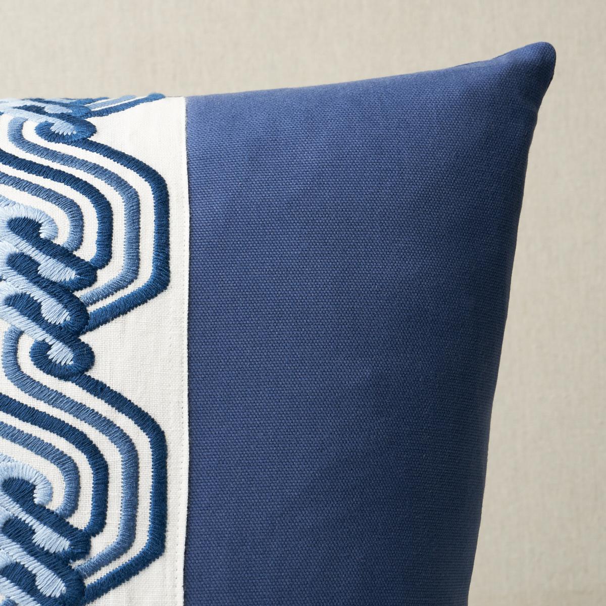 Schumacher The Twist Embroidered Marine 16" x 16" Pillow