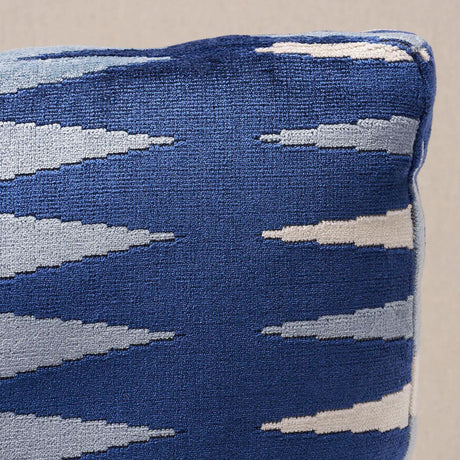 Schumacher Backgammon Box Edge Blue 18" x 12" Pillow