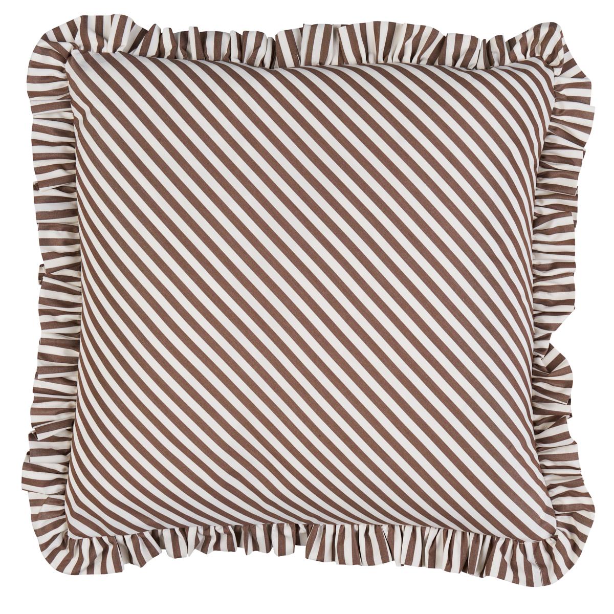 Schumacher Brown 14" x 14" Brigitte Stripe Pillow